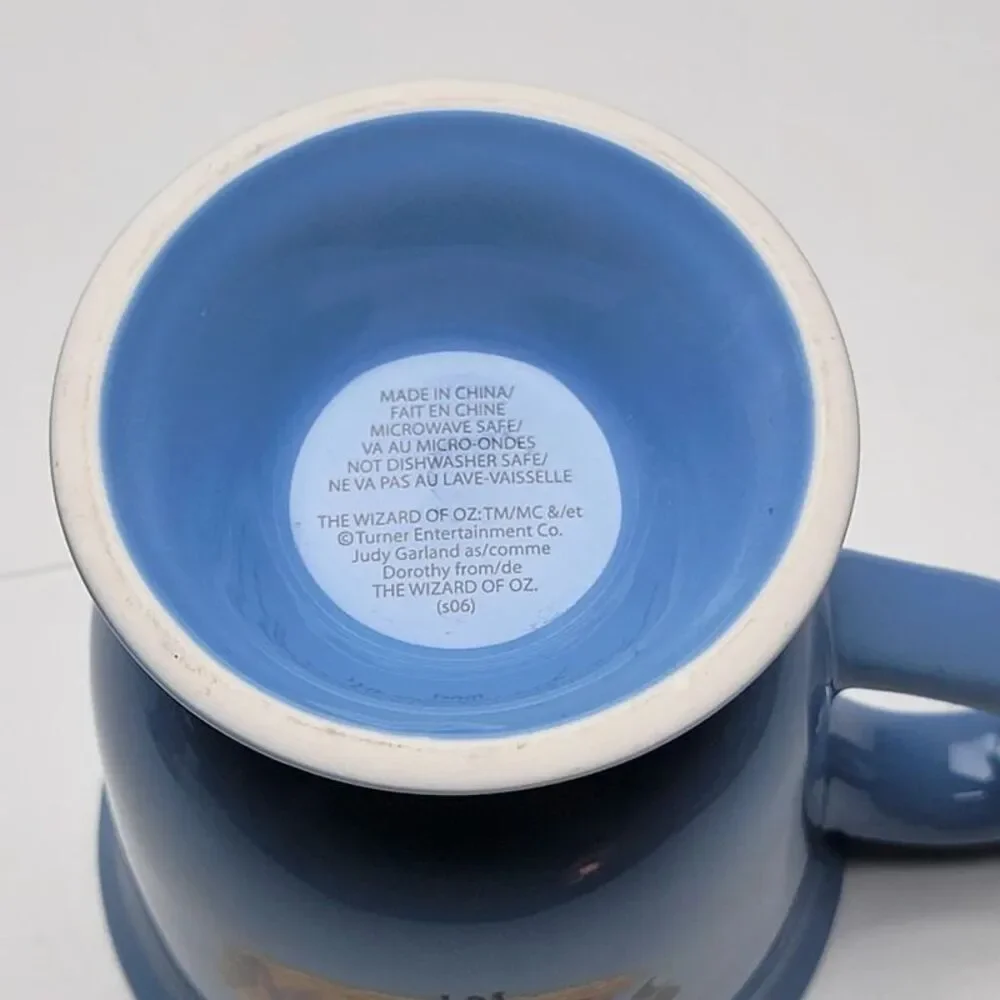 Wizard of Oz Pedestal Coffee Mug Blue Wishes Really Do Come True Dorothy Cup